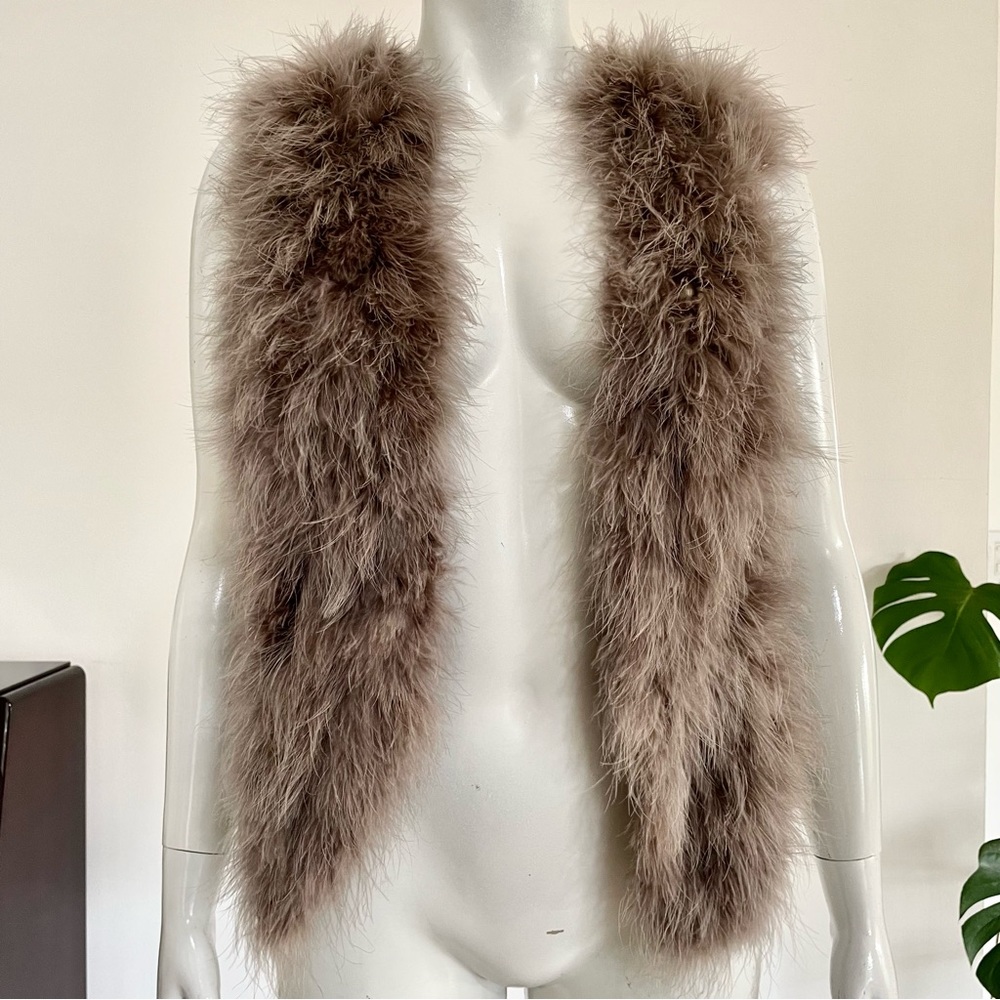 Glam rock genuine feather bolero vest